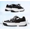 imageLUCKY STEP Womens Platform Fashion Sneakers Lace up Casual Faux Leather Comfortable Thick Sole Tennis Walking ShoesBlackWhite