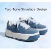 imageLUCKY STEP Womens Platform Fashion Sneakers Lace up Casual Faux Leather Comfortable Thick Sole Tennis Walking ShoesDenim Blue