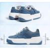 imageLUCKY STEP Womens Platform Fashion Sneakers Lace up Casual Faux Leather Comfortable Thick Sole Tennis Walking ShoesDenim Blue