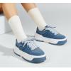 imageLUCKY STEP Womens Platform Fashion Sneakers Lace up Casual Faux Leather Comfortable Thick Sole Tennis Walking ShoesDenim Blue