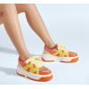 imageLUCKY STEP Womens Platform Fashion Sneakers Lace up Casual Faux Leather Comfortable Thick Sole Tennis Walking ShoesOrangeYellow