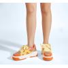 imageLUCKY STEP Womens Platform Fashion Sneakers Lace up Casual Faux Leather Comfortable Thick Sole Tennis Walking ShoesOrangeYellow