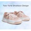 imageLUCKY STEP Womens Platform Fashion Sneakers Lace up Casual Faux Leather Comfortable Thick Sole Tennis Walking ShoesPink