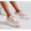 imageLUCKY STEP Womens Platform Fashion Sneakers Lace up Casual Faux Leather Comfortable Thick Sole Tennis Walking ShoesPink