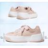 imageLUCKY STEP Womens Platform Fashion Sneakers Lace up Casual Faux Leather Comfortable Thick Sole Tennis Walking ShoesPink