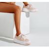 imageLUCKY STEP Womens Platform Fashion Sneakers Lace up Casual Faux Leather Comfortable Thick Sole Tennis Walking ShoesPink