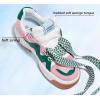 imageLUCKY STEP Womens Platform Fashion Sneakers Lace up Casual Faux Leather Comfortable Thick Sole Tennis Walking ShoesPinkGreen