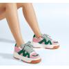 imageLUCKY STEP Womens Platform Fashion Sneakers Lace up Casual Faux Leather Comfortable Thick Sole Tennis Walking ShoesPinkGreen
