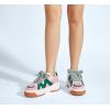 imageLUCKY STEP Womens Platform Fashion Sneakers Lace up Casual Faux Leather Comfortable Thick Sole Tennis Walking ShoesPinkGreen