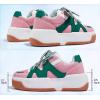 imageLUCKY STEP Womens Platform Fashion Sneakers Lace up Casual Faux Leather Comfortable Thick Sole Tennis Walking ShoesPinkGreen