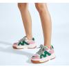 imageLUCKY STEP Womens Platform Fashion Sneakers Lace up Casual Faux Leather Comfortable Thick Sole Tennis Walking ShoesPinkGreen