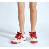 imageLUCKY STEP Womens Platform Fashion Sneakers Lace up Casual Faux Leather Comfortable Thick Sole Tennis Walking ShoesWhiteRed