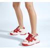 imageLUCKY STEP Womens Platform Fashion Sneakers Lace up Casual Faux Leather Comfortable Thick Sole Tennis Walking ShoesWhiteRed