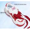 imageLUCKY STEP Womens Platform Fashion Sneakers Lace up Casual Faux Leather Comfortable Thick Sole Tennis Walking ShoesWhiteRed