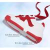 imageLUCKY STEP Womens Platform Fashion Sneakers Lace up Casual Faux Leather Comfortable Thick Sole Tennis Walking ShoesWhiteRed