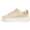imageLUCKY STEP Platform Glitter Sneakers for Women Fashion Sparkly Bling Shiny Low Top Tennis Sneakers Faux Leather Casual Walking ShoesBeige