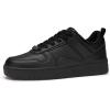 imageLUCKY STEP Women Fashion Sparkle Rhinestone Sneakers White Leather Low Top Tennis Shoes Lace Up Casual Comfortable Walking ShoeAll Black