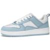 imageLUCKY STEP Women Fashion Sparkle Rhinestone Sneakers White Leather Low Top Tennis Shoes Lace Up Casual Comfortable Walking ShoeDenim Blue Rhinestone