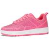 imageLUCKY STEP Women Fashion Sparkle Rhinestone Sneakers White Leather Low Top Tennis Shoes Lace Up Casual Comfortable Walking ShoeFuchsia Rhinestone