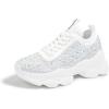 imageLUCKY STEP Womens Chunky Rhinestone Sneaker Sparkly Bling Bedazzled Mesh Slip on Elastic Sock Glitter Shiny Rave Walking ShoesWhite Rhinestone