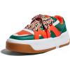 imageLUCKY STEP Womens Platform Fashion Sneakers Lace up Casual Faux Leather Comfortable Thick Sole Tennis Walking ShoesGreenOrange