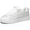 imageLUCKY STEP Womens Sparkle Rhinestone Fashion Sneakers Walking Tennis Bling Glitter Roaring Shoes Platform Lace up Casual Mesh SneakerWhite Rhinestone