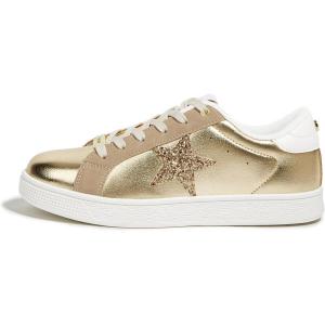 imageLUCKY STEP Fashion Star Glitter Sneakers  Sparkly Bling Shiny Bedazzled Wedding Bridal Shoes for WomenGold Pu