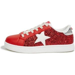 imageLUCKY STEP Fashion Star Glitter Sneakers  Sparkly Bling Shiny Bedazzled Wedding Bridal Shoes for WomenRed Glitter