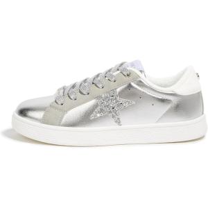 imageLUCKY STEP Fashion Star Glitter Sneakers  Sparkly Bling Shiny Bedazzled Wedding Bridal Shoes for WomenSilver Pu
