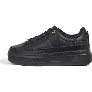 imageLUCKY STEP Platform Glitter Sneakers for Women Fashion Sparkly Bling Shiny Low Top Tennis Sneakers Faux Leather Casual Walking ShoesBlack