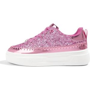 imageLUCKY STEP Platform Glitter Sneakers for Women Fashion Sparkly Bling Shiny Low Top Tennis Sneakers Faux Leather Casual Walking ShoesPink Glitter