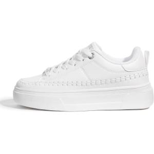 imageLUCKY STEP Platform Glitter Sneakers for Women Fashion Sparkly Bling Shiny Low Top Tennis Sneakers Faux Leather Casual Walking ShoesWhite
