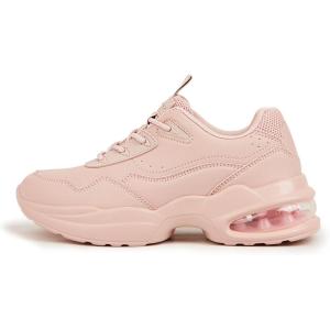 imageLUCKY STEP Womens Air Cushion Fashion Sneakers Platform Casual Walking Resistant Tennis Shoes Hologram Leather Comfortable Travel SneakersNude