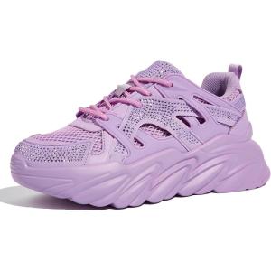 imageLUCKY STEP Womens Chunky Rhinestone Fashion Sneakers  Sparkly Platform Thick Dad Rave Mesh Walking ShoesPurple Rhinestone