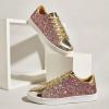 imageLUCKY STEP Glitter Sneakers Lace up  Fashion Sneakers  Sparkly Shoes for WomenGold