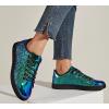 imageLUCKY STEP Glitter Sneakers Lace up  Fashion Sneakers  Sparkly Shoes for WomenGreen Hologram