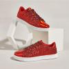 imageLUCKY STEP Glitter Sneakers Lace up  Fashion Sneakers  Sparkly Shoes for WomenRed