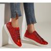 imageLUCKY STEP Glitter Sneakers Lace up  Fashion Sneakers  Sparkly Shoes for WomenRed