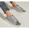 imageLUCKY STEP Glitter Sneakers Lace up  Fashion Sneakers  Sparkly Shoes for WomenSilver