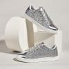 imageLUCKY STEP Glitter Sneakers Lace up  Fashion Sneakers  Sparkly Shoes for WomenSilver