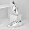 imageLUCKY STEP Glitter Sneakers Lace up  Fashion Sneakers  Sparkly Shoes for WomenSilver Metal