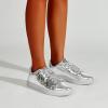 imageLUCKY STEP Glitter Sneakers Lace up  Fashion Sneakers  Sparkly Shoes for WomenSilver Metal