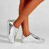imageLUCKY STEP Glitter Sneakers Lace up  Fashion Sneakers  Sparkly Shoes for WomenSilver Metal