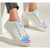 imageLUCKY STEP Glitter Sneakers Lace up  Fashion Sneakers  Sparkly Shoes for WomenWhite Hologram