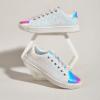 imageLUCKY STEP Glitter Sneakers Lace up  Fashion Sneakers  Sparkly Shoes for WomenWhite Hologram