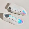 imageLUCKY STEP Glitter Sneakers Lace up  Fashion Sneakers  Sparkly Shoes for WomenWhite Hologram