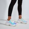 imageLUCKY STEP Women Holographic Iridescent Metallic Chunky Sneakers  White Shoes Ugly Dad Sneakers