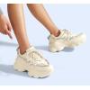 imageLUCKY STEP Womens 90s Chunky Sneakers Sparkly Bling Rhinestone Rope Platform Casual Thick Dad Rave Walking ShoesBeige