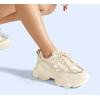 imageLUCKY STEP Womens 90s Chunky Sneakers Sparkly Bling Rhinestone Rope Platform Casual Thick Dad Rave Walking ShoesBeige