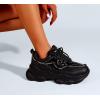 imageLUCKY STEP Womens 90s Chunky Sneakers Sparkly Bling Rhinestone Rope Platform Casual Thick Dad Rave Walking ShoesBlack